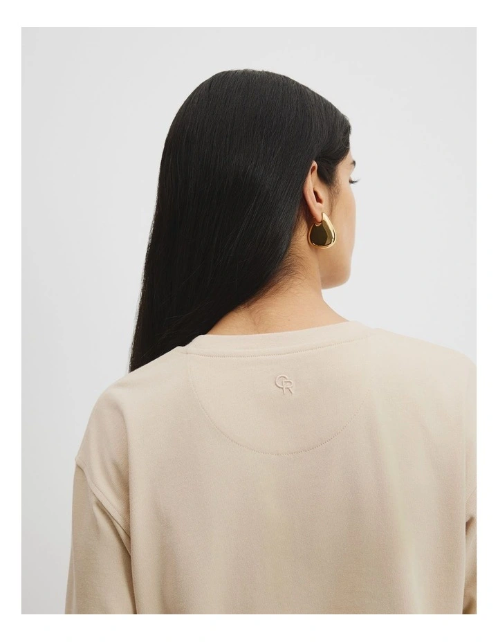 Australian Cotton Cropped T-Shirt in Sand image 2