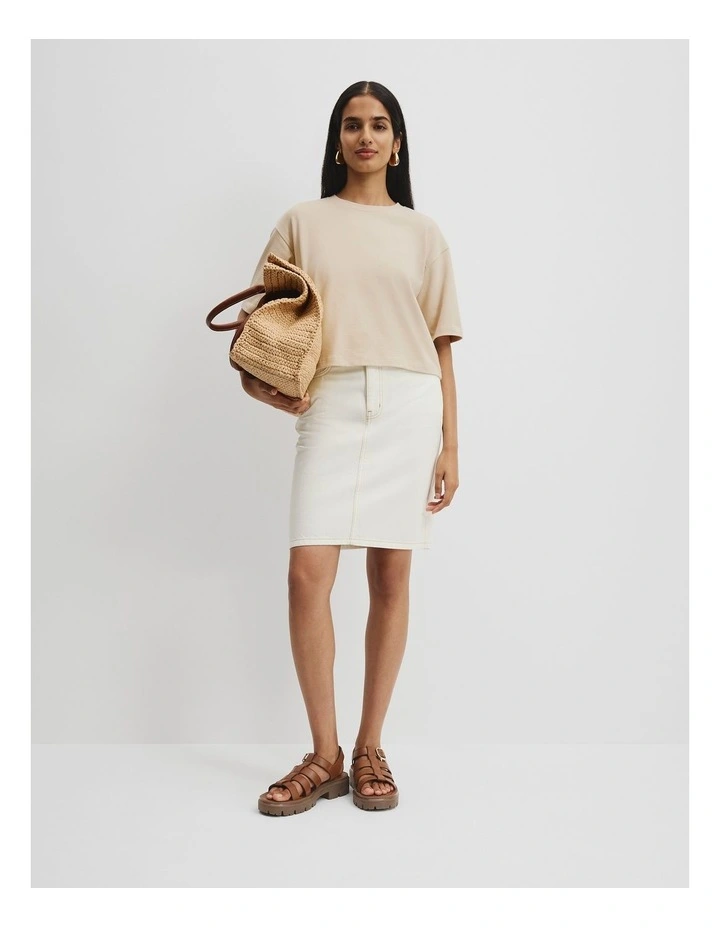 Australian Cotton Cropped T-Shirt in Sand image 3