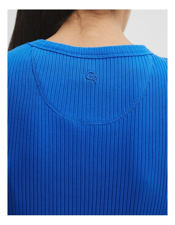 Australian Cotton Blend High Neck Rib Tank in Marine image 3