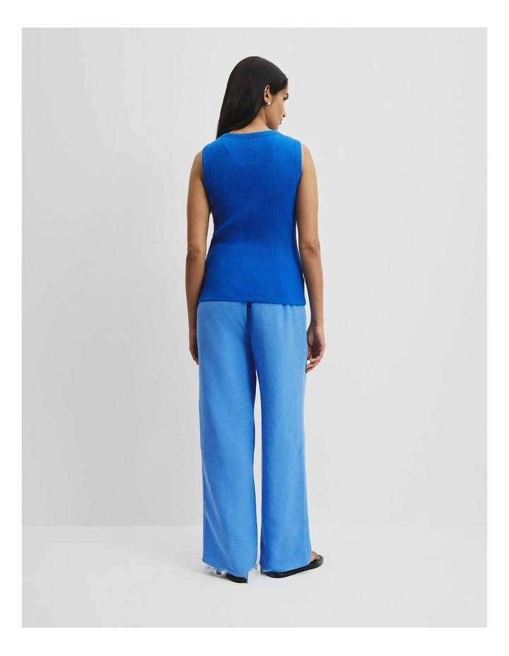 Australian Cotton Blend High Neck Rib Tank in Marine image 4