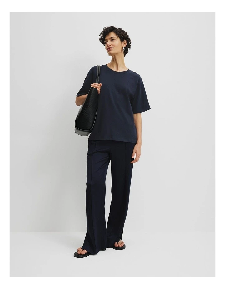 Australian Cotton Short Sleeve Relaxed T-Shirt in Navy image 2