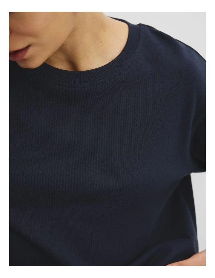 Australian Cotton Short Sleeve Relaxed T-Shirt in Navy image 3