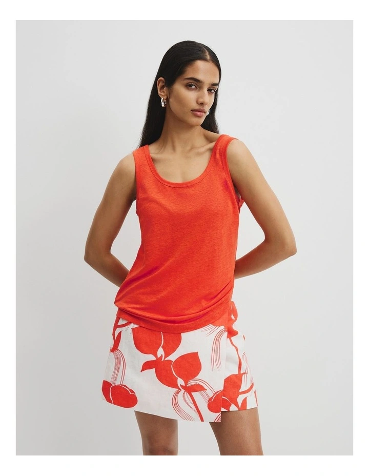 Linen Jersey Tank in Tangerine image 1