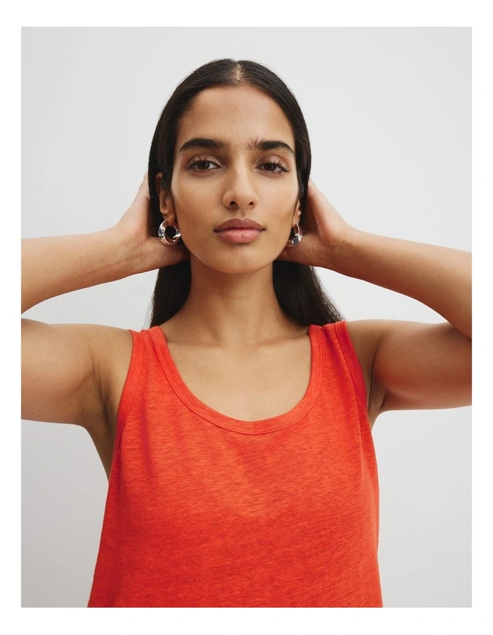 Linen Jersey Tank in Tangerine image 2