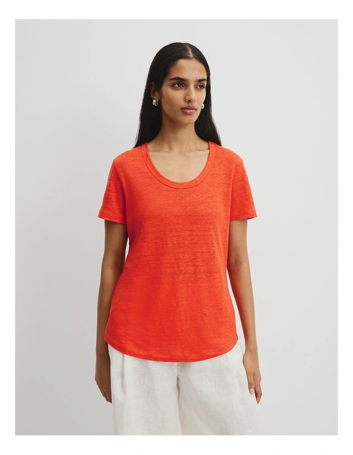 Linen Jersey T-shirt in Tangerine image 1