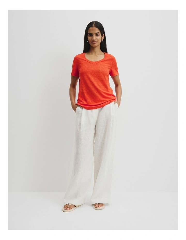 Linen Jersey T-shirt in Tangerine image 3