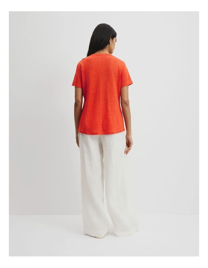 Linen Jersey T-shirt in Tangerine image 4
