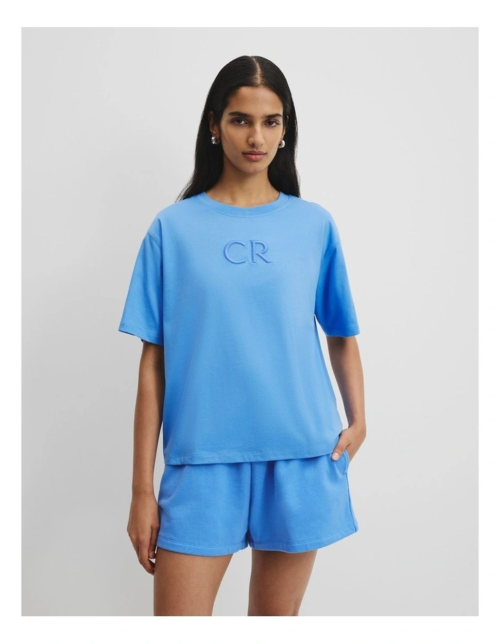 Australian Cotton CR Logo T-Shirt in Arctic Blue image 1