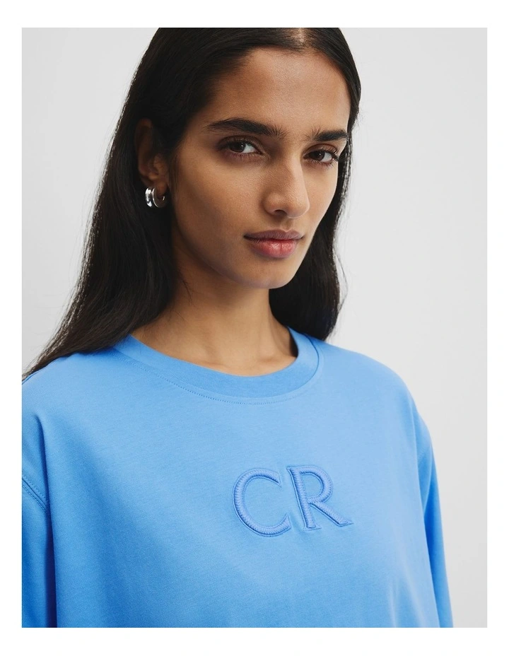 Australian Cotton CR Logo T-Shirt in Arctic Blue image 2