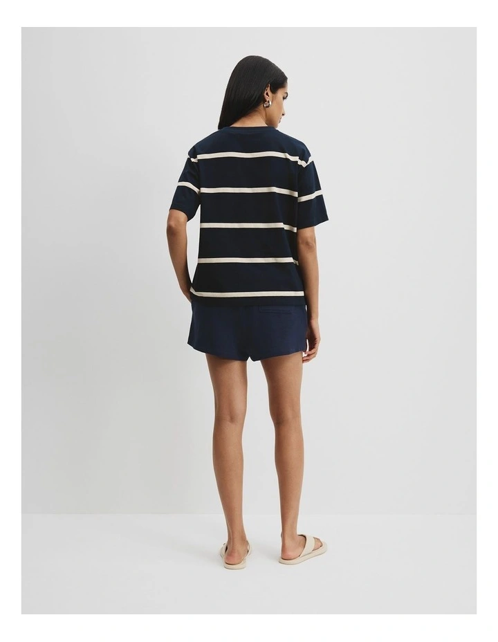 Australian Cotton Stripe Country Road Logo T-shirt in Navy Stripe image 4