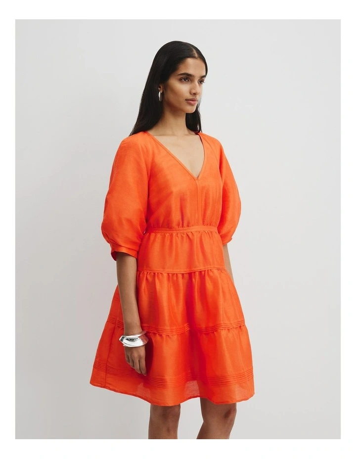 Country Road Tuck Detail Mini Dress in Tangerine | MYER