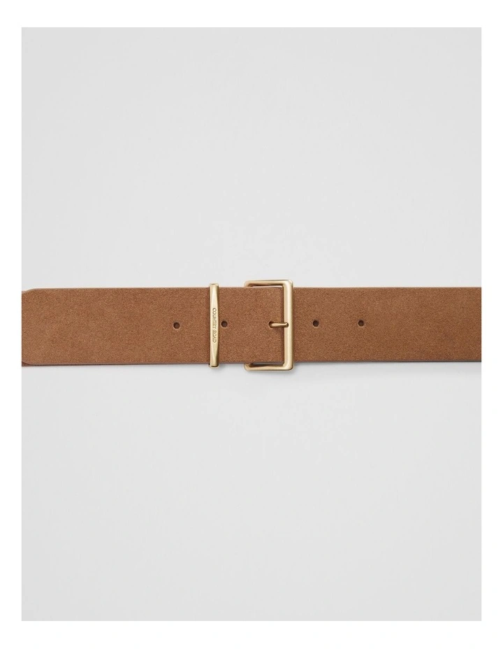 Mid Suede Belt in Camel image 3