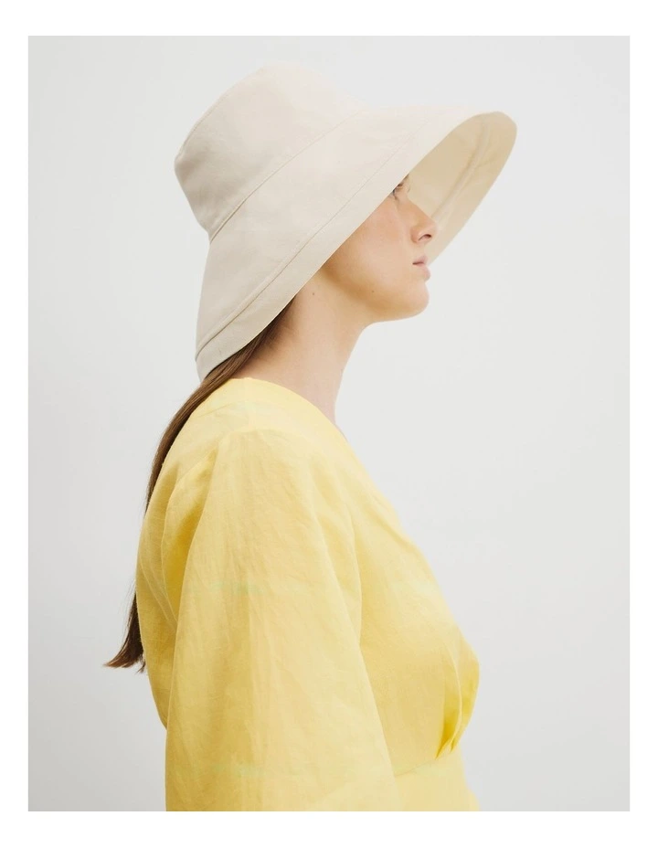Wide Brim Bucket Hat in Natural image 2