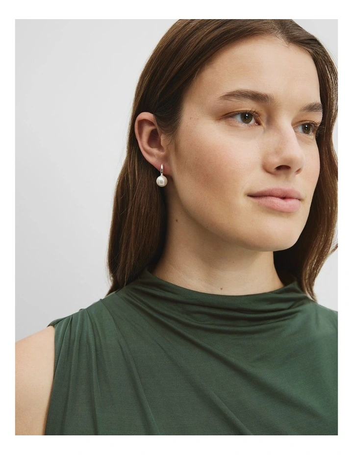 Sleeper Pearl Drop Earring in Silver image 2