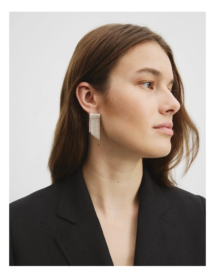 Chain Drop Earring in Silver image 2