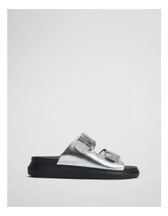 Leather Keeper Sandal in Silver