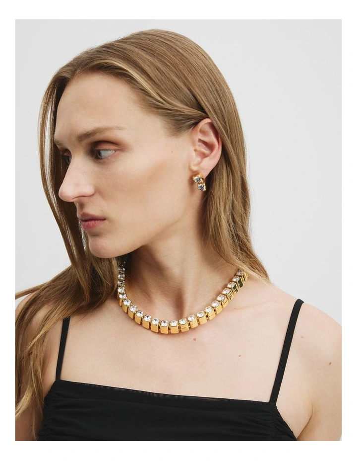Crystal Necklace in Gold image 2