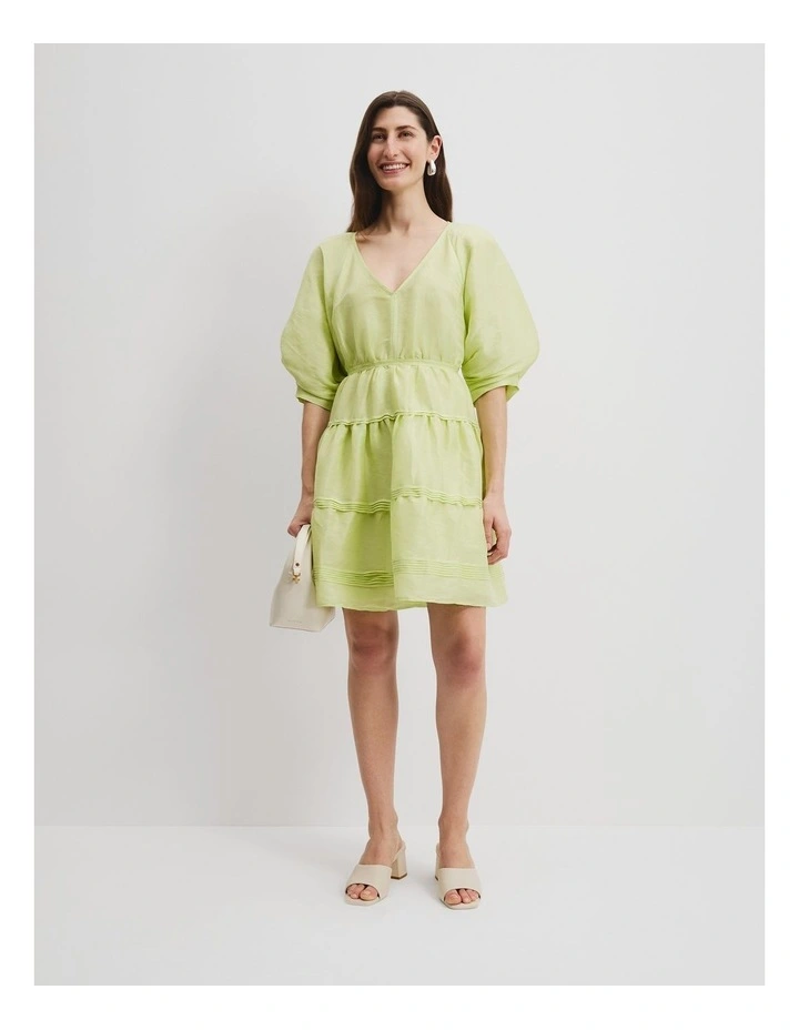 Tuck Detail Mini Dress in Apple image 1