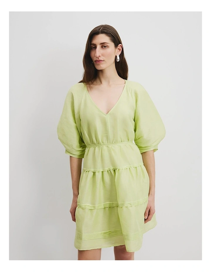 Tuck Detail Mini Dress in Apple image 2