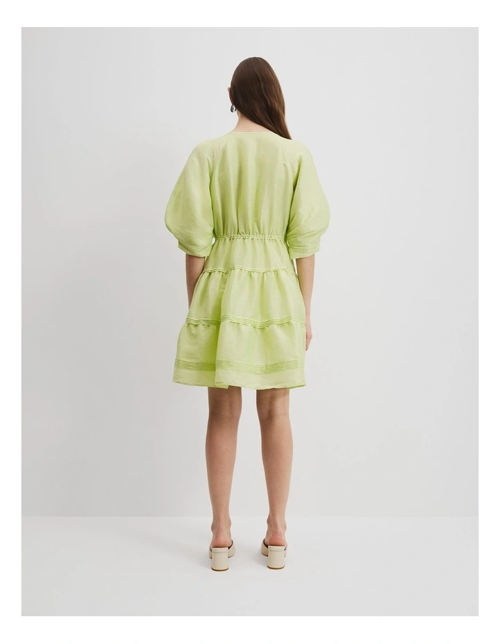 Tuck Detail Mini Dress in Apple image 4