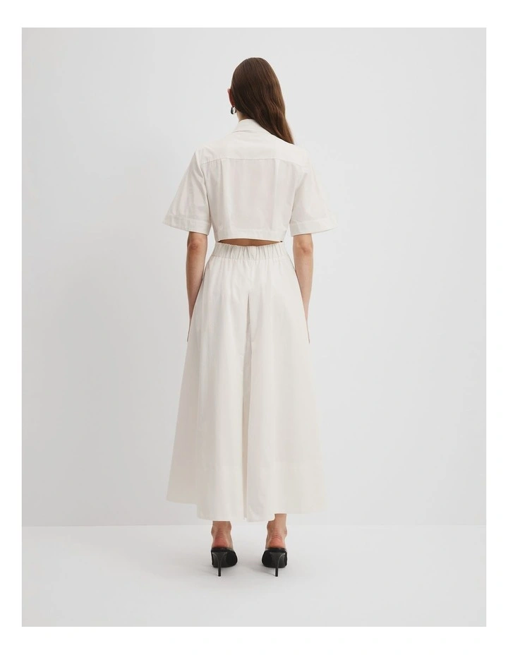 Crochet Detail Shirt Dress in White image 4