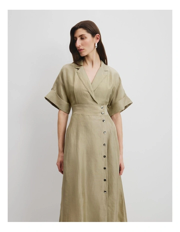 Wrap Front Midi Dress in Artichoke image 3
