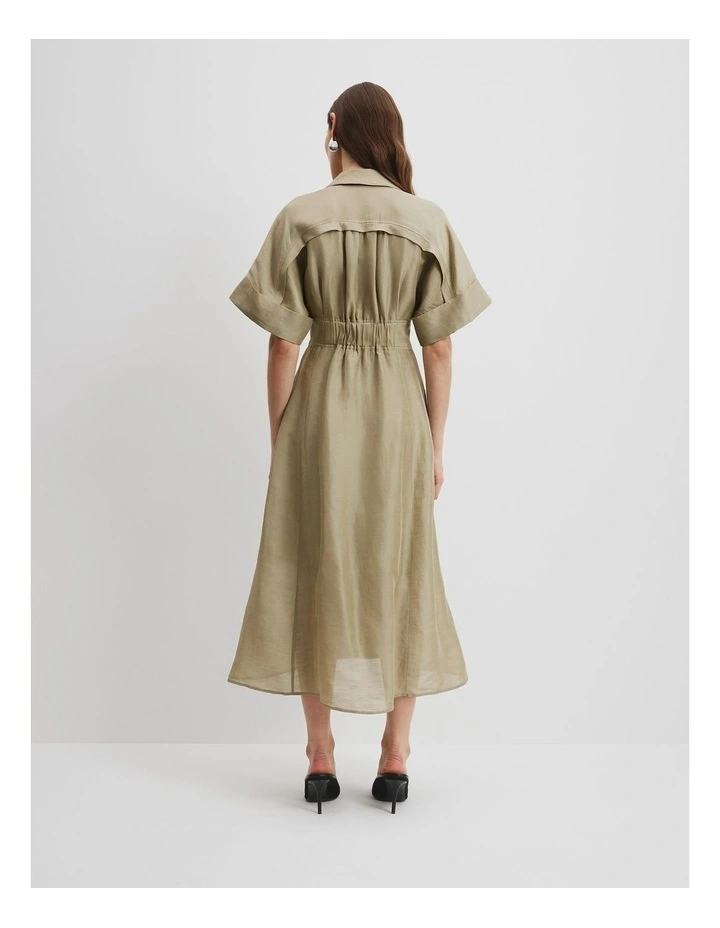 Wrap Front Midi Dress in Artichoke image 4