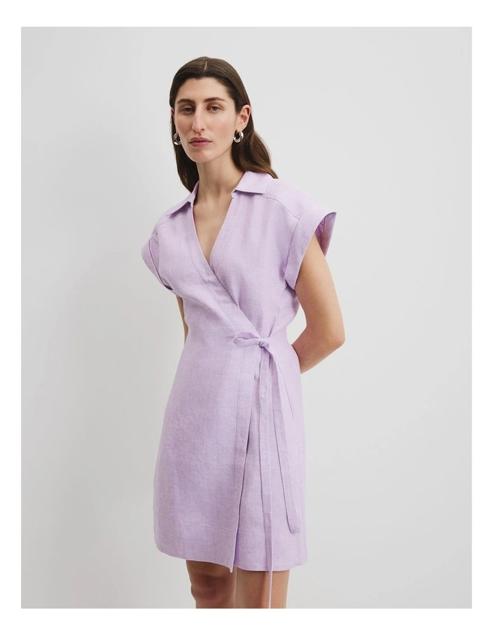 Linen Wrap Dress in Wisteria image 1