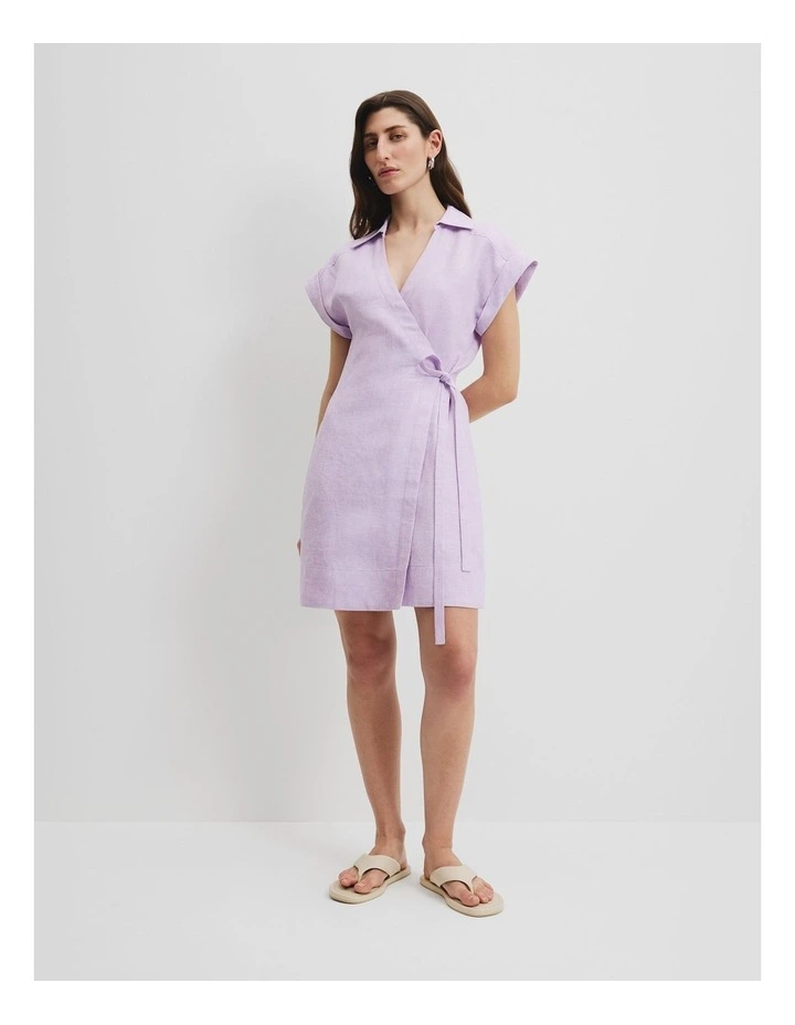 Linen Wrap Dress in Wisteria image 3