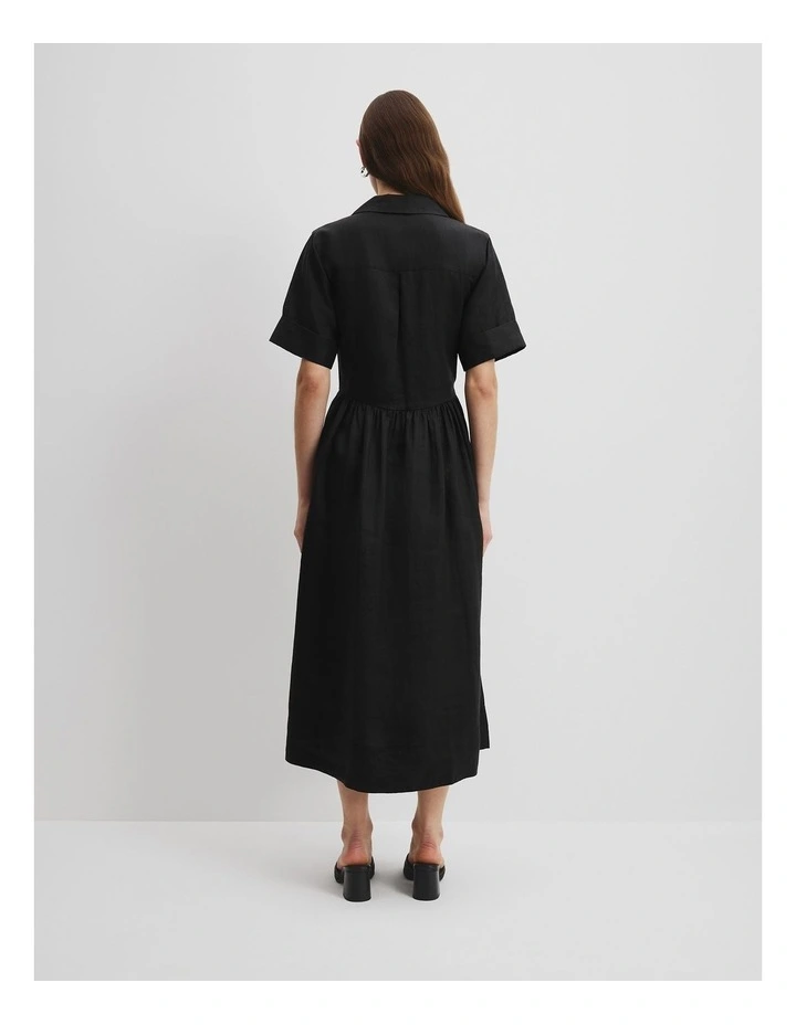 Midi Shirt Dress in Black image 4