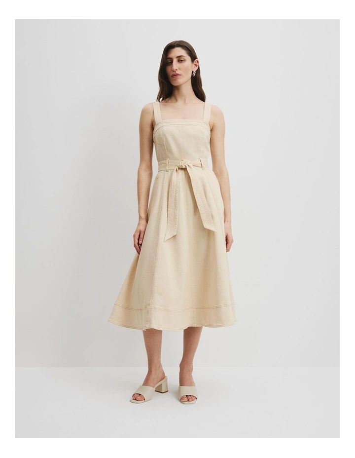 Denim Midi Dress in Shell image 1