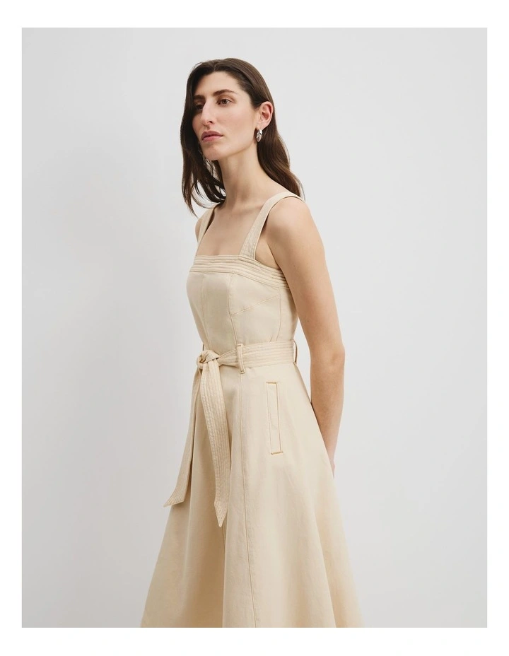 Denim Midi Dress in Shell image 3