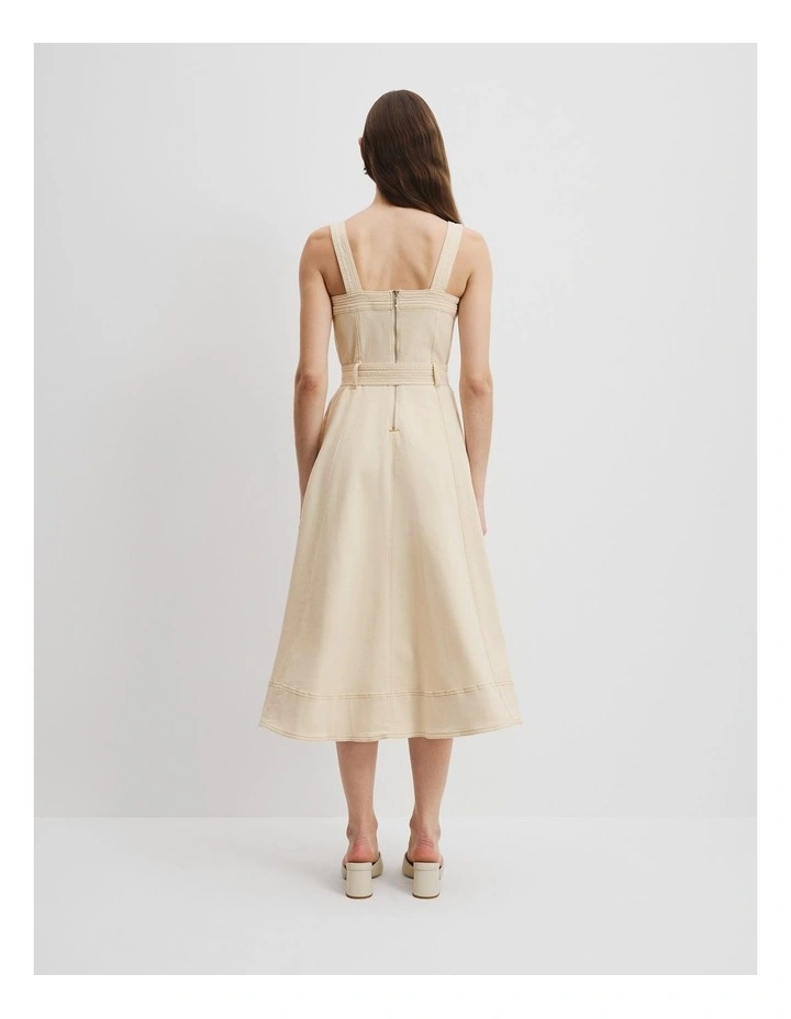 Denim Midi Dress in Shell image 4
