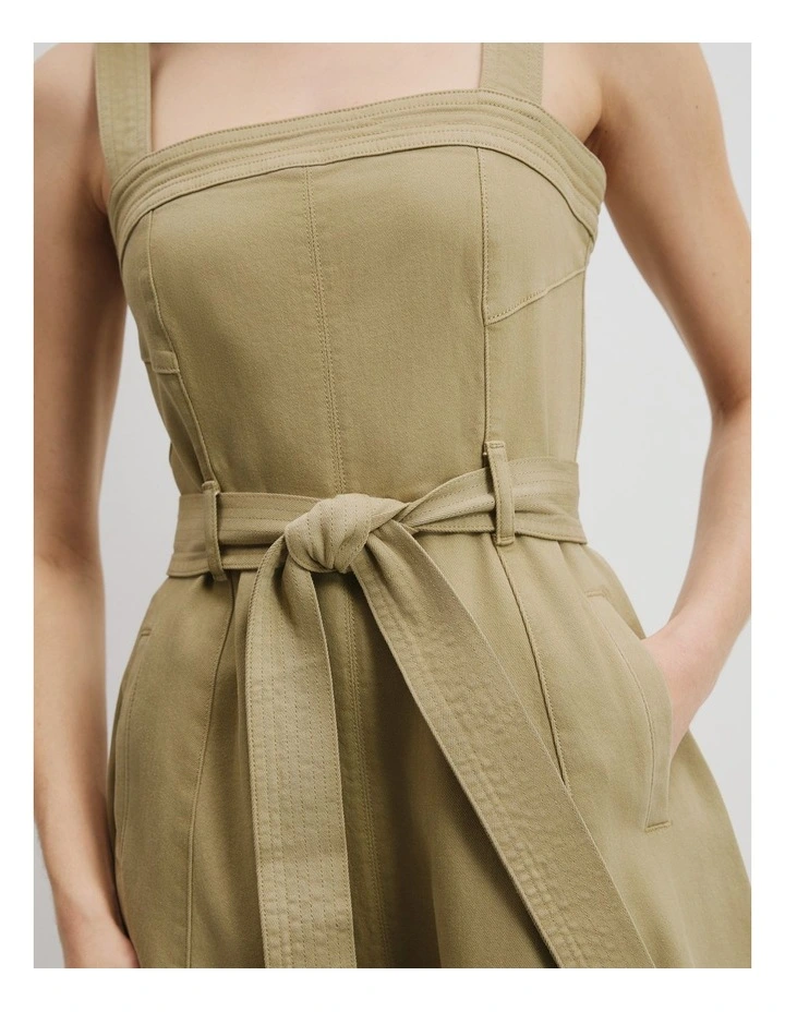 Denim Midi Dress in Artichoke image 2