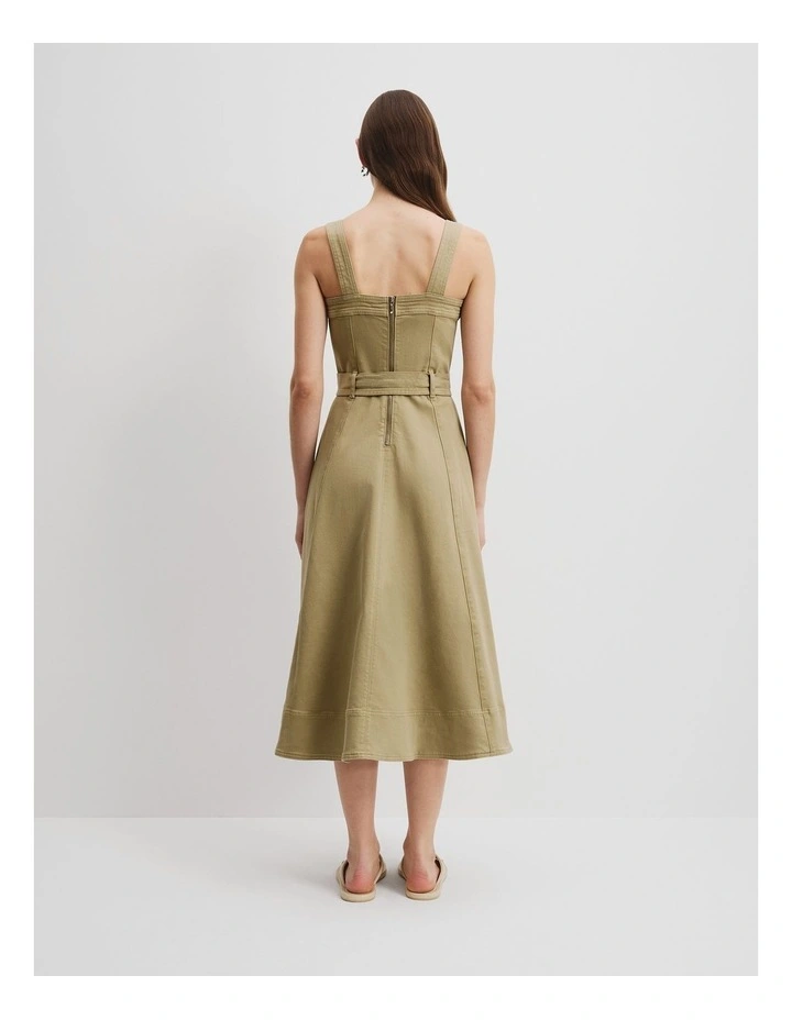 Denim Midi Dress in Artichoke image 4