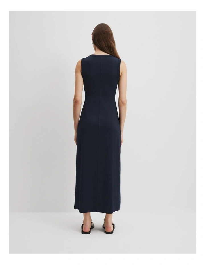 Australian Cotton Blend Rib Scoop Dress in Navy image 4