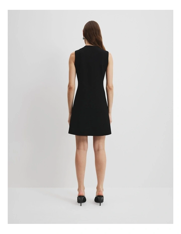 Compact Button Dress in Black image 4