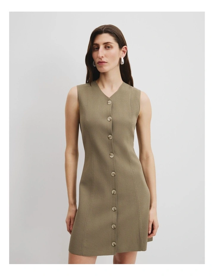 Compact Button Dress in Artichoke image 1