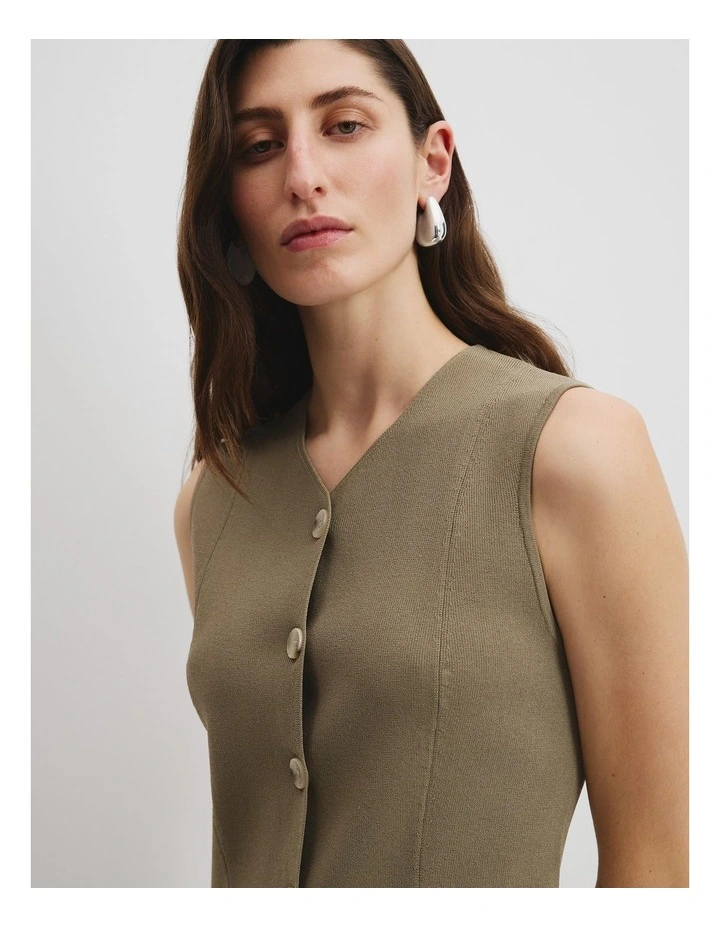 Compact Button Dress in Artichoke image 2