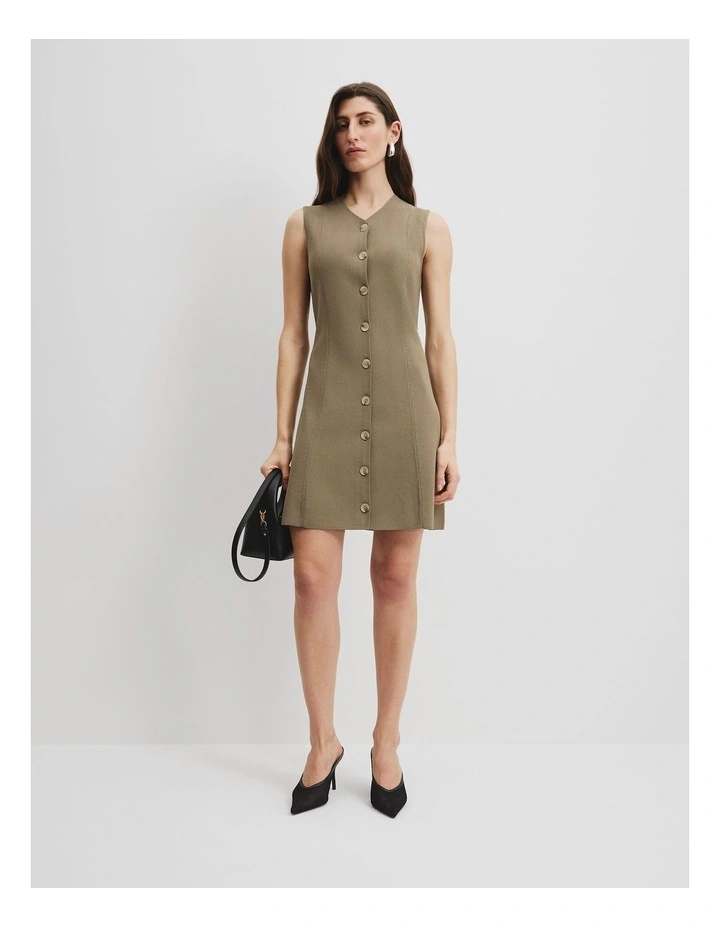 Compact Button Dress in Artichoke image 3