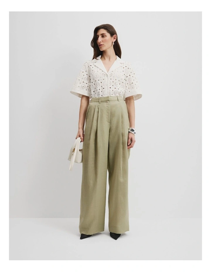 Fluid Pleat Pant in Artichoke image 1