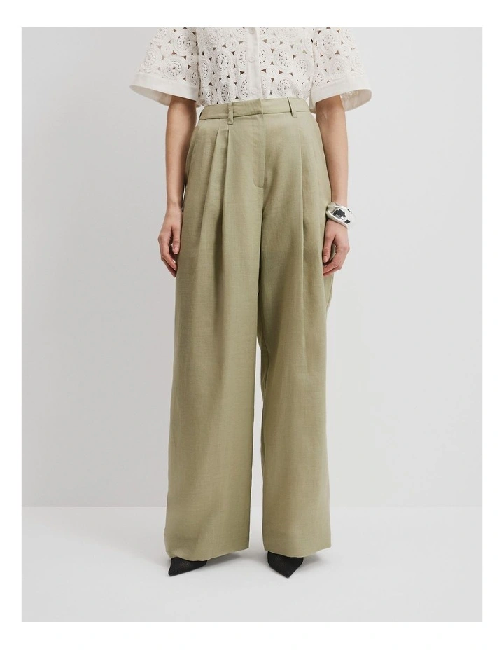 Fluid Pleat Pant in Artichoke image 2