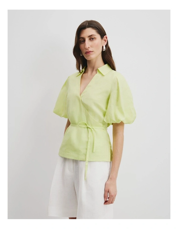Wrap Ramie Blouse in Apple image 1