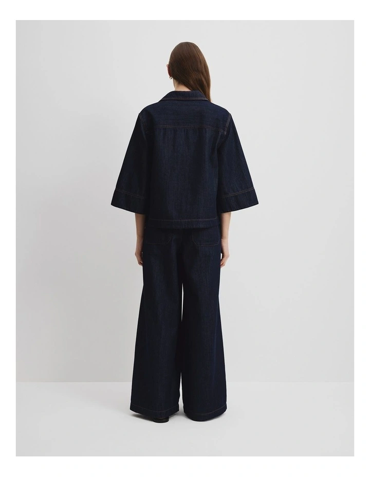 Chambray Short Sleeve Popover in Dark Indigo image 4