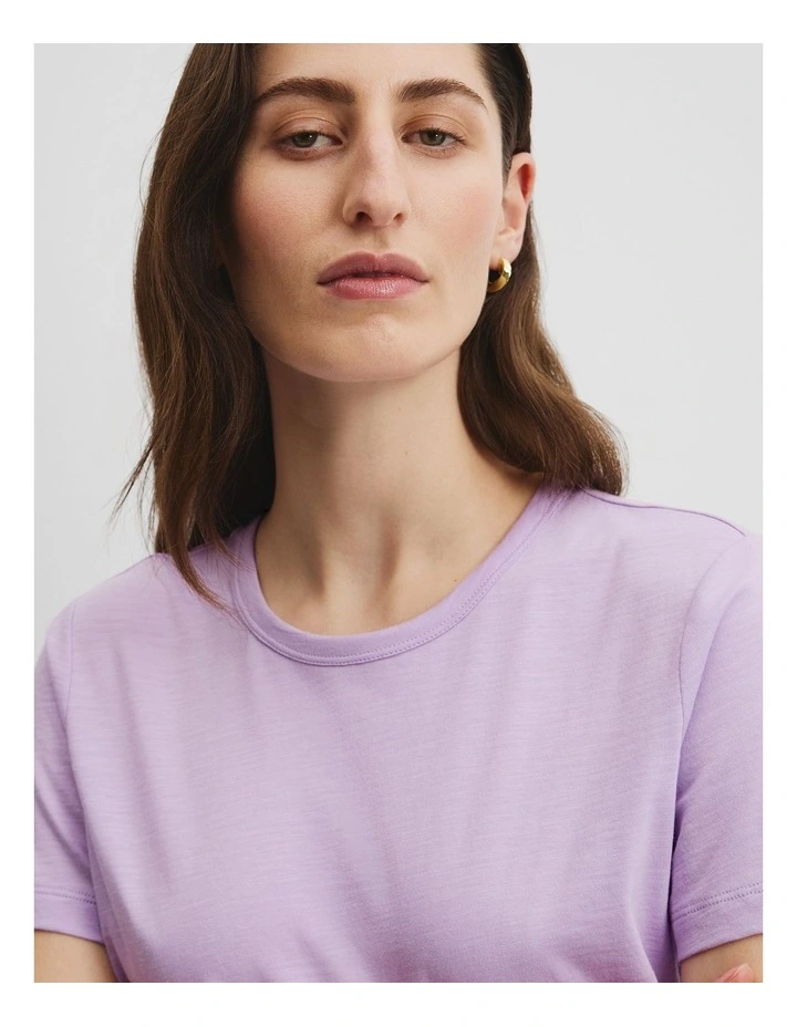Australian Cotton Slub Short Sleeve T-shirt in Wisteria image 3