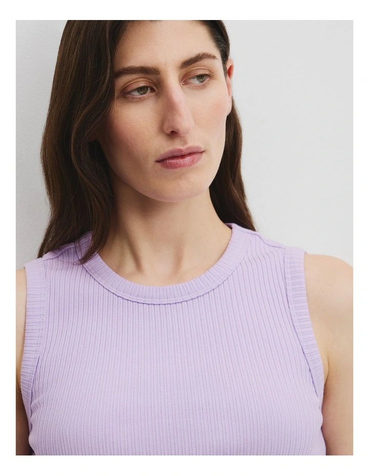 Australian Cotton Blend High Neck Rib Tank in Wisteria image 2