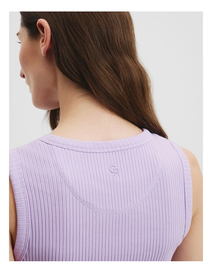Australian Cotton Blend High Neck Rib Tank in Wisteria image 3
