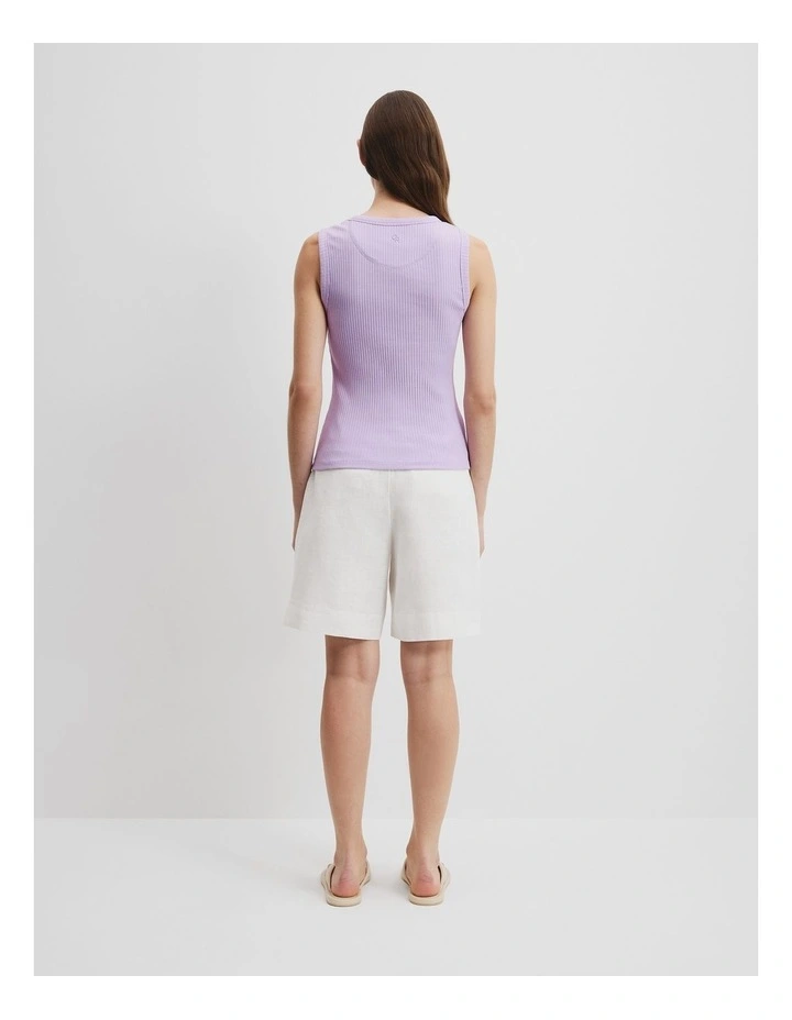 Australian Cotton Blend High Neck Rib Tank in Wisteria image 4