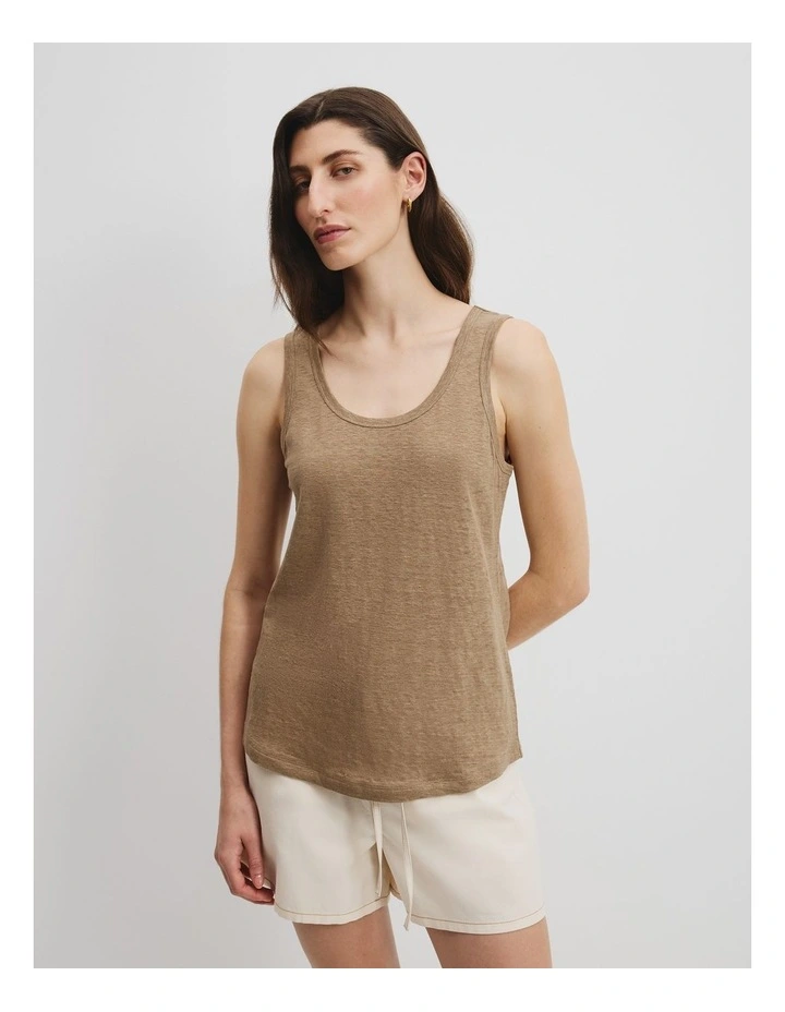 Linen Jersey Tank in Praline image 1