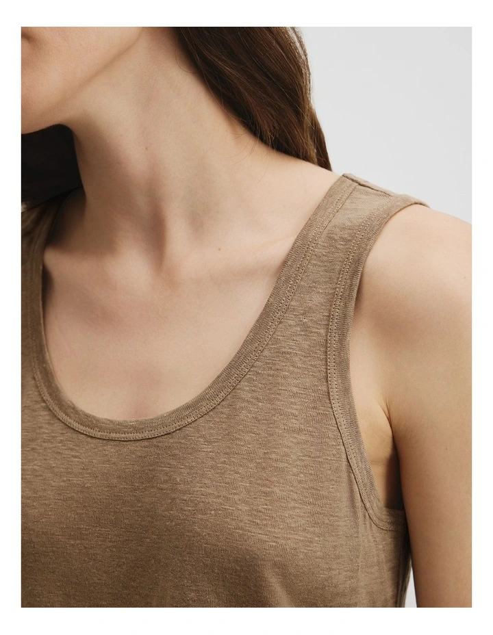 Linen Jersey Tank in Praline image 2